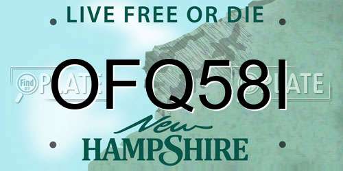 OFQ58I New Hampshire License Plate