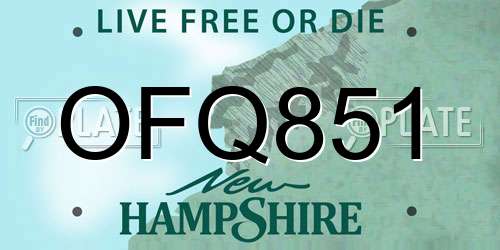 OFQ851 New Hampshire License Plate
