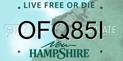 OFQ85I New Hampshire License Plate