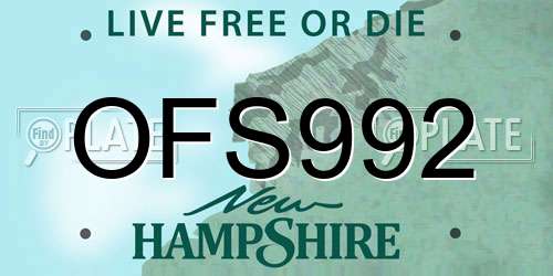 OFS992 New Hampshire License Plate