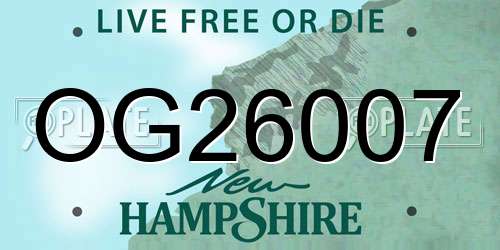 OG26007 New Hampshire License Plate