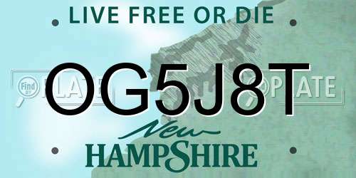 OG5J8T New Hampshire License Plate