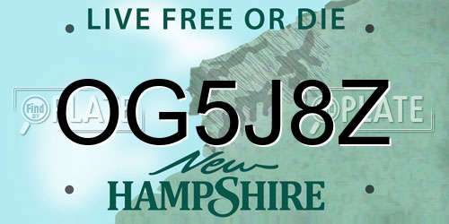 OG5J8Z New Hampshire License Plate