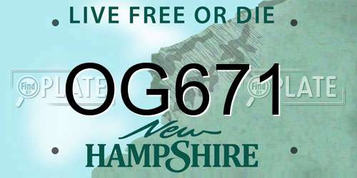 OG671 New Hampshire License Plate