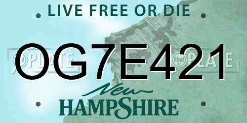 OG7E421 New Hampshire License Plate