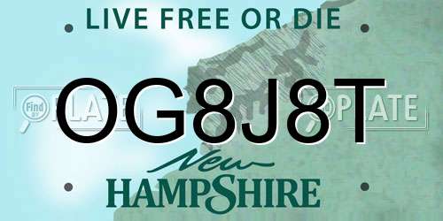OG8J8T New Hampshire License Plate