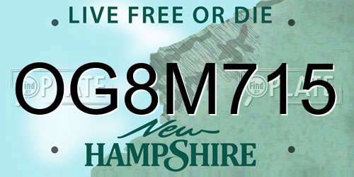 OG8M715 New Hampshire License Plate