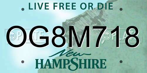 OG8M718 New Hampshire License Plate
