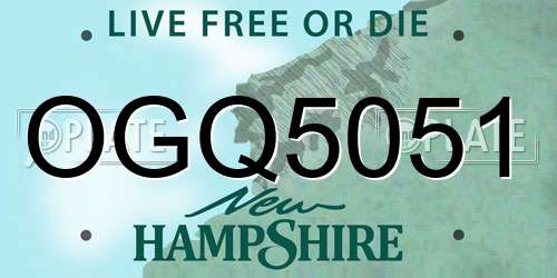 OGQ5051 New Hampshire License Plate