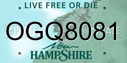 OGQ8081 New Hampshire License Plate