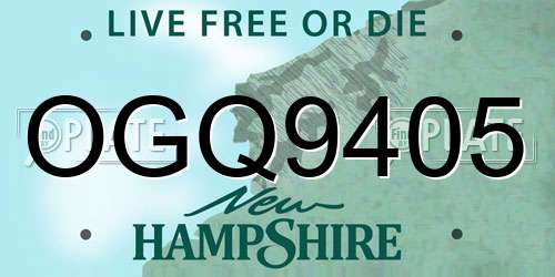 OGQ9405 New Hampshire License Plate