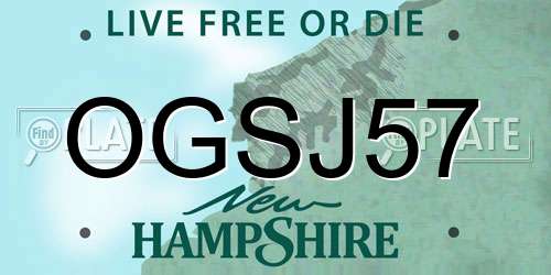 OGSJ57 New Hampshire License Plate