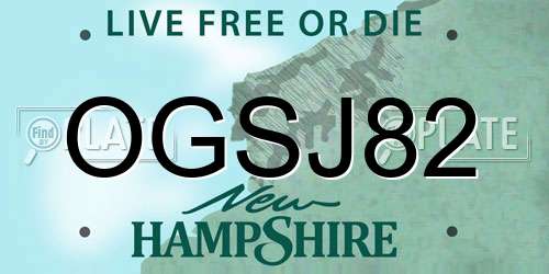OGSJ82 New Hampshire License Plate