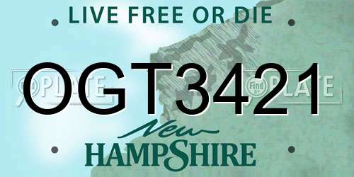 OGT3421 New Hampshire License Plate