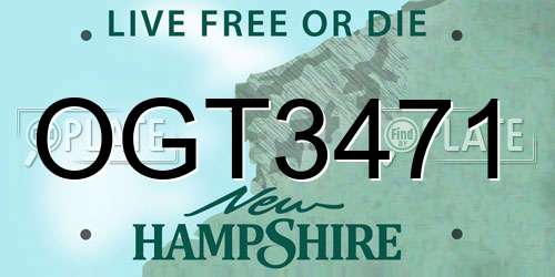 OGT3471 New Hampshire License Plate