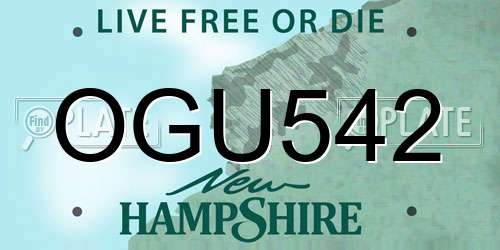 OGU542 New Hampshire License Plate