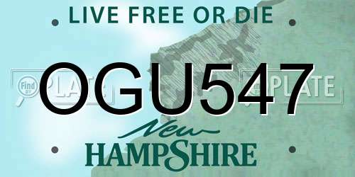 OGU547 New Hampshire License Plate