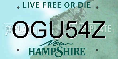 OGU54Z New Hampshire License Plate