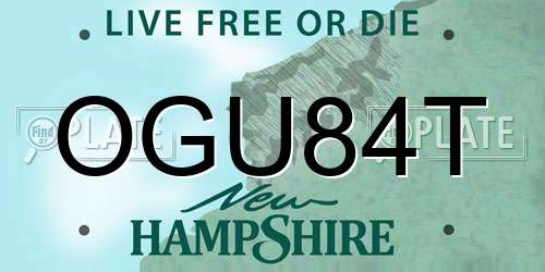 OGU84T New Hampshire License Plate
