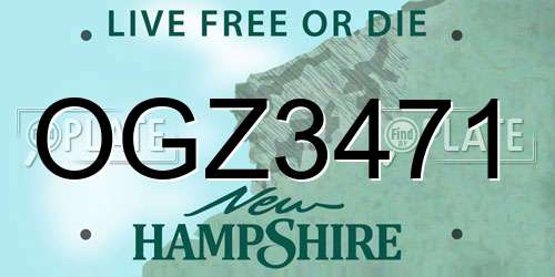 OGZ3471 New Hampshire License Plate