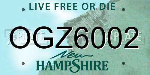 OGZ6002 New Hampshire License Plate