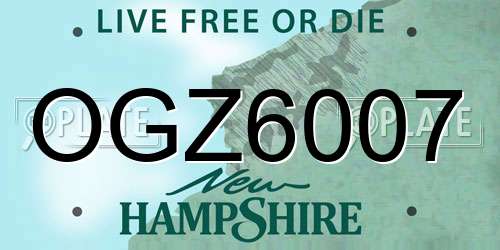 OGZ6007 New Hampshire License Plate