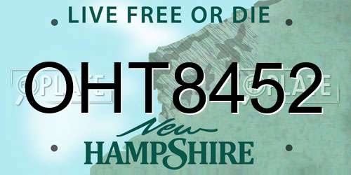 OHT8452 New Hampshire License Plate