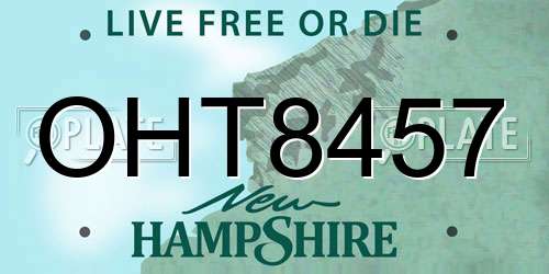OHT8457 New Hampshire License Plate