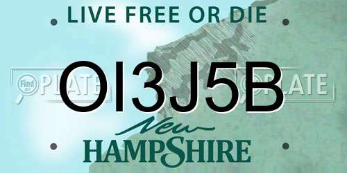 OI3J5B New Hampshire License Plate