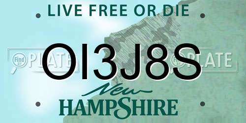 OI3J8S New Hampshire License Plate