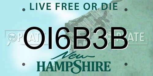 OI6B3B New Hampshire License Plate