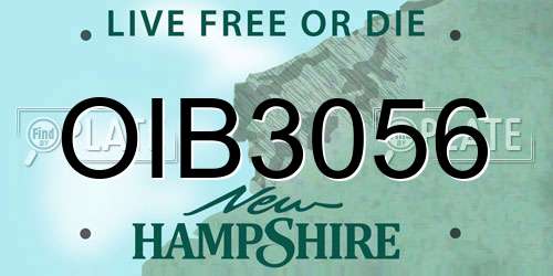 OIB3056 New Hampshire License Plate