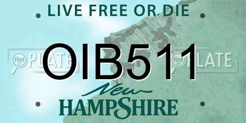 OIB511 New Hampshire License Plate