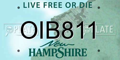 OIB811 New Hampshire License Plate