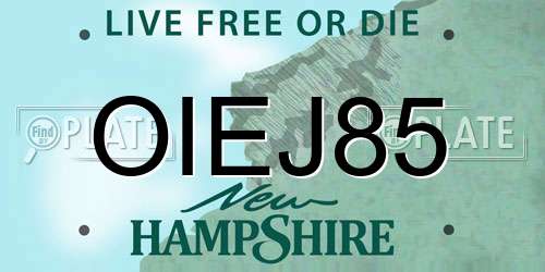 OIEJ85 New Hampshire License Plate