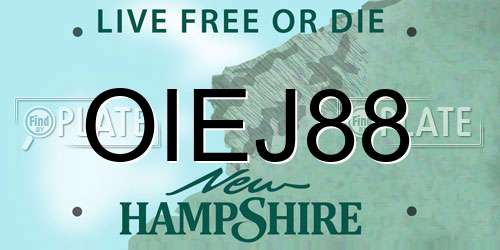 OIEJ88 New Hampshire License Plate