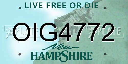 OIG4772 New Hampshire License Plate