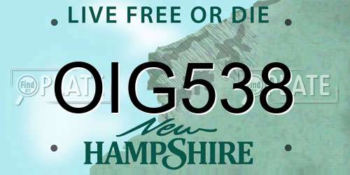 OIG538 New Hampshire License Plate