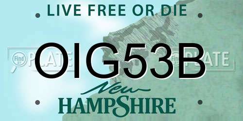 OIG53B New Hampshire License Plate