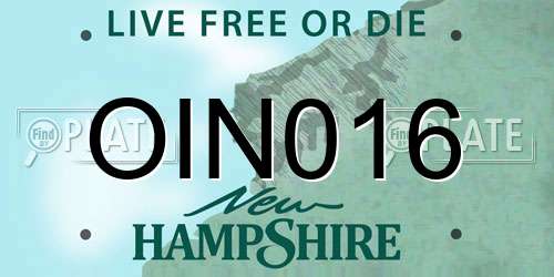 OIN016 New Hampshire License Plate
