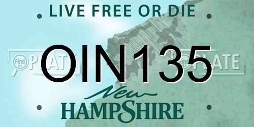 OIN135 New Hampshire License Plate