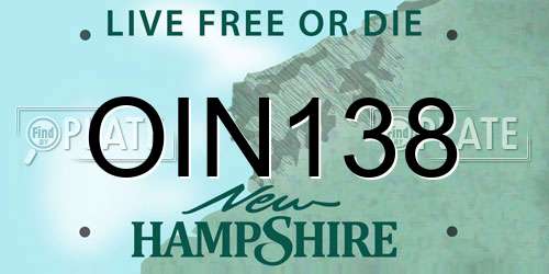 OIN138 New Hampshire License Plate