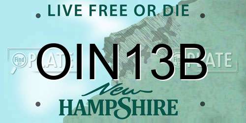 OIN13B New Hampshire License Plate