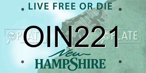 OIN221 New Hampshire License Plate