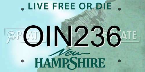 OIN236 New Hampshire License Plate