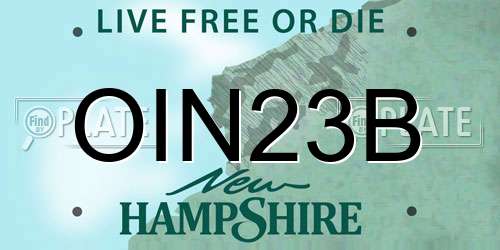 OIN23B New Hampshire License Plate