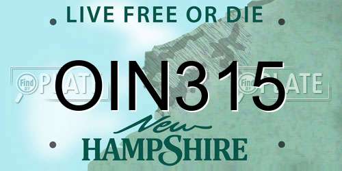 OIN315 New Hampshire License Plate