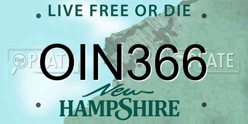 OIN366 New Hampshire License Plate