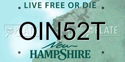 OIN52T New Hampshire License Plate