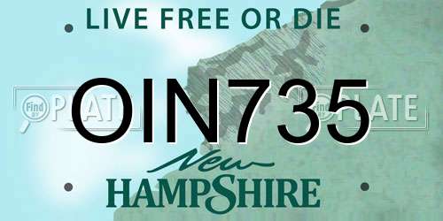 OIN735 New Hampshire License Plate